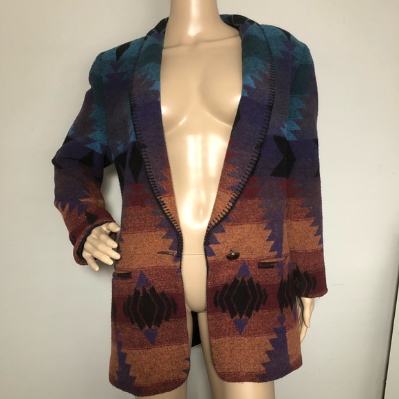 Vintage Southwest Aztec Wool Blazer Jacket - Picture 3 of 5